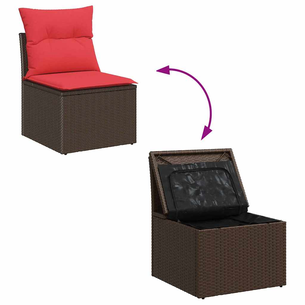 Sada Zahradních Pohovek 7 Ks 6-Počet Míst Beige A Červená