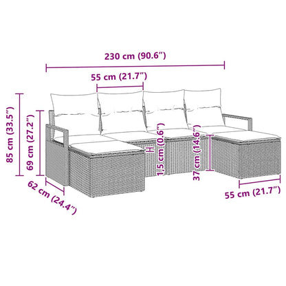 Set Pohovek 6 Ks Hnědá A Krémová Polyratan