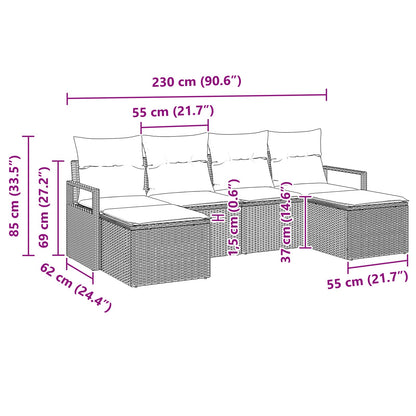 Set Pohovek 6 Ks Hnědá A Červená Polyratan