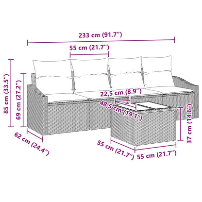 Set Pohovek 5 Ks Černá A Krémová Polyratan