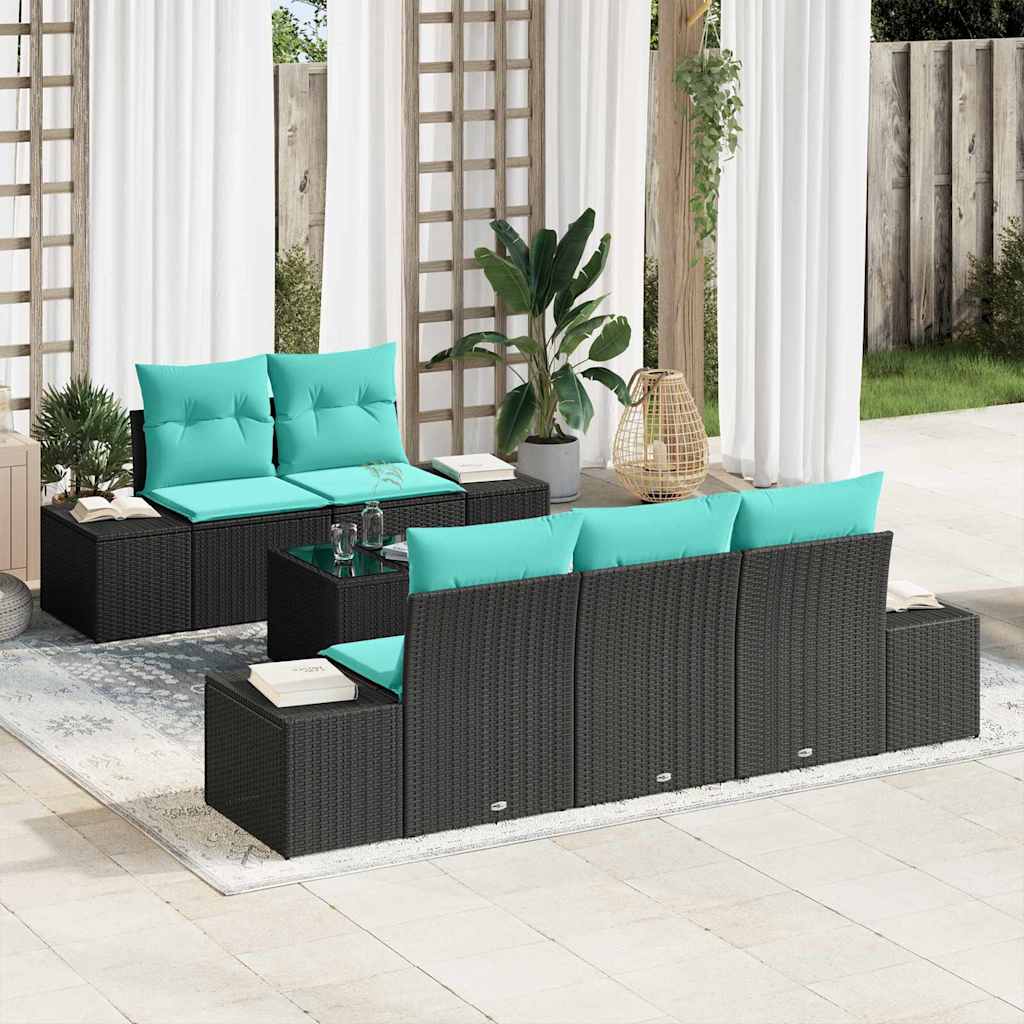 Sada Zahradních Pohovek 6 Ks Beige A Červená Polyratan