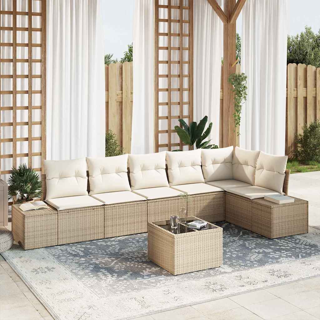 Sada Zahradních Pohovek 6 Ks Černá A Krémová Polyratan