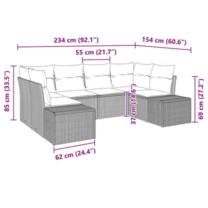 Sada Zahradních Pohovek 6 Ks 6-Počet Míst Černá A Krémová