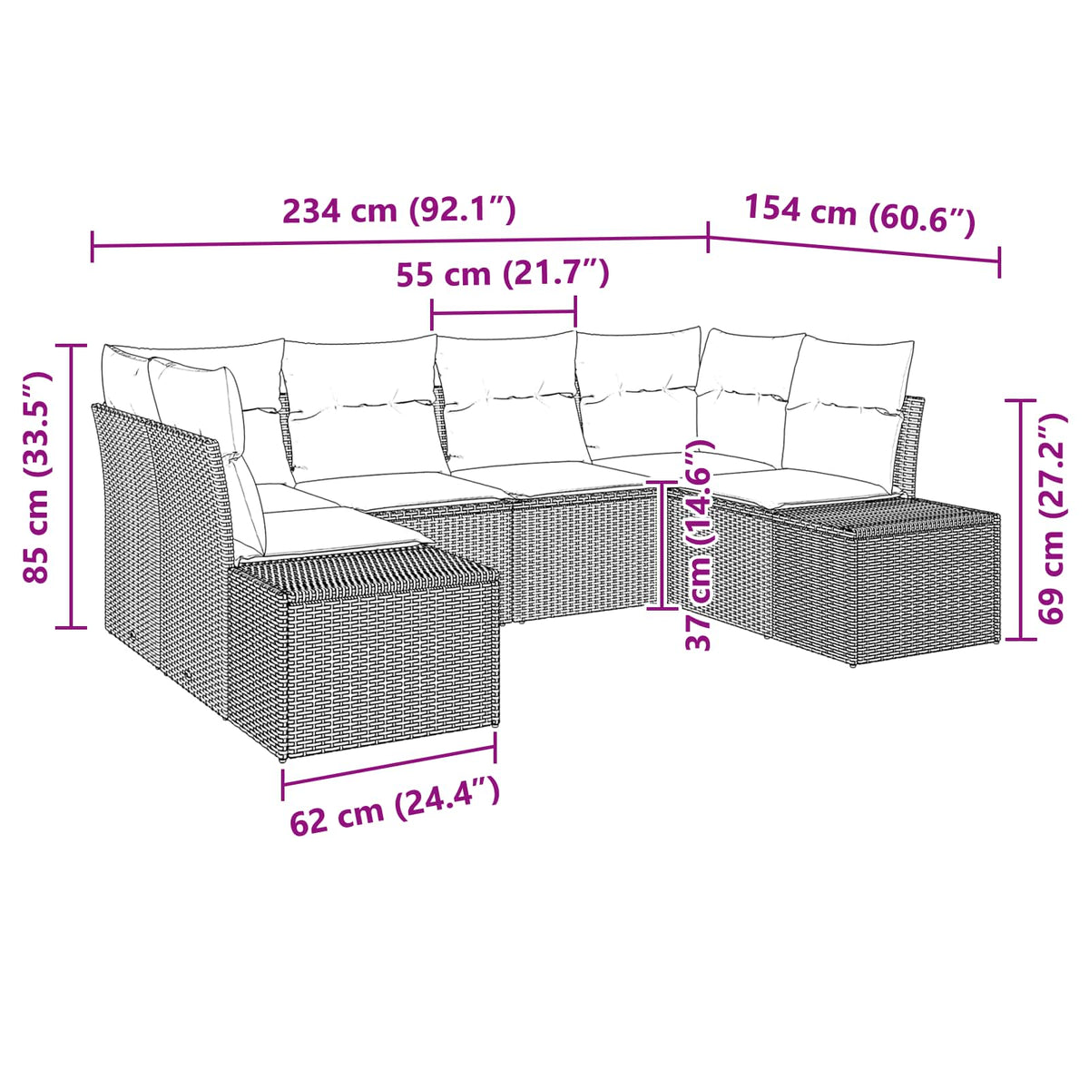 Sada Zahradních Pohovek 6 Ks 6-Počet Míst