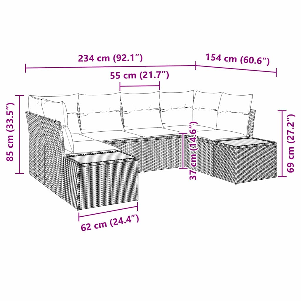 Sada Zahradních Pohovek 6 Ks 6-Počet Míst Černá A Krémová