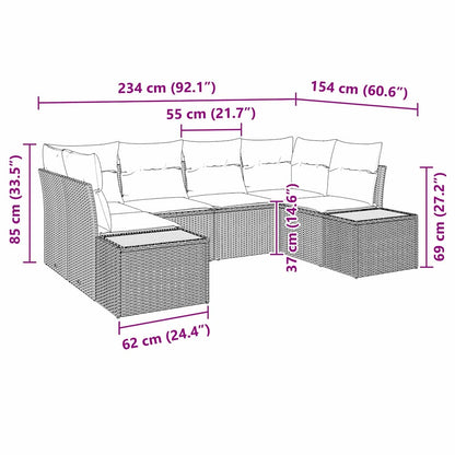 Sada Zahradních Pohovek 6 Ks 6-Počet Míst Černá A Krémová