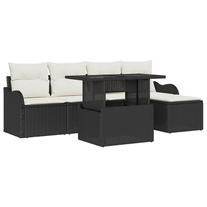 Sada Zahradních Pohovek 6 Ks Černá [Syntetický]: Polyratan