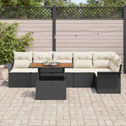 Sada Zahradních Pohovek 7 Ks Černá Poly Ratan