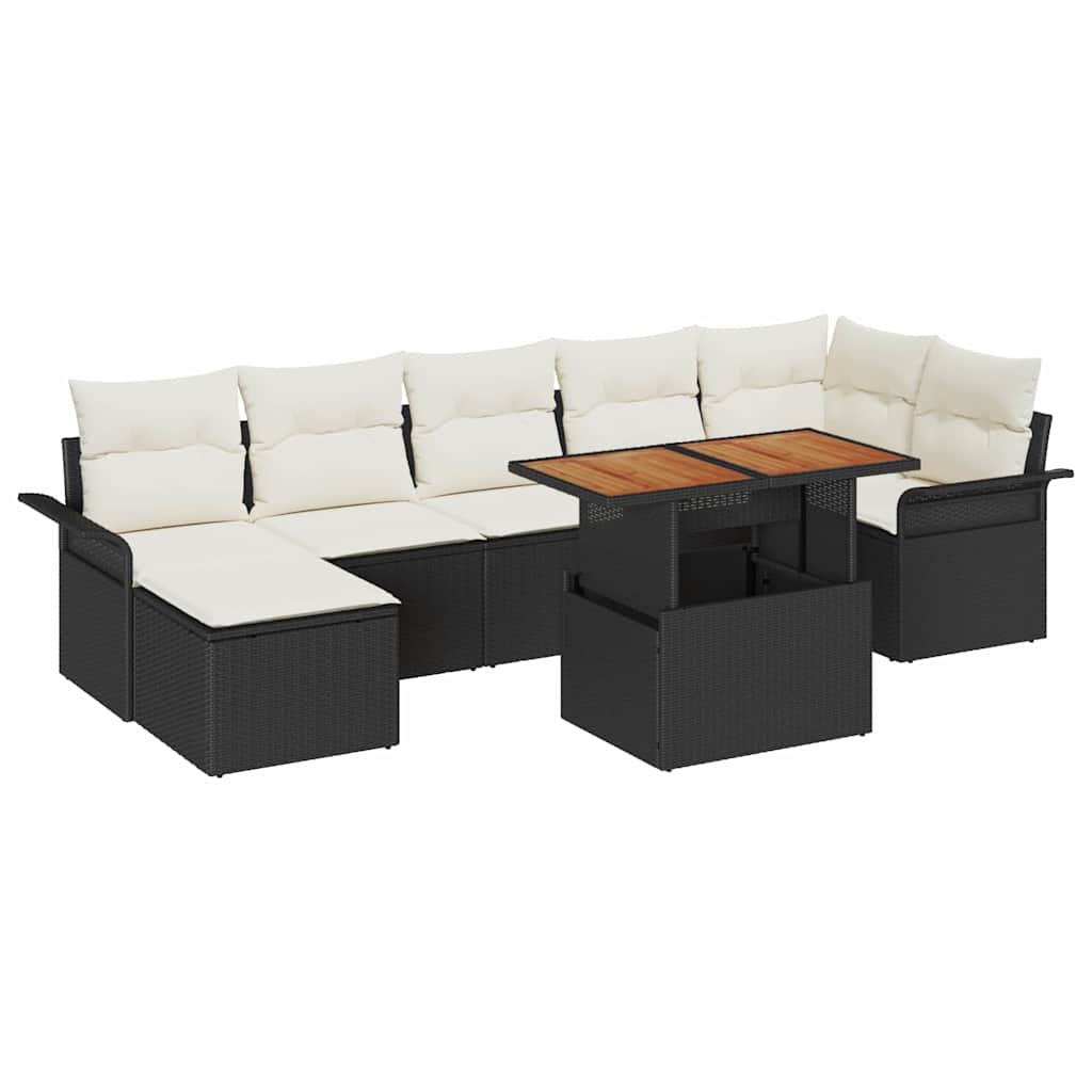 Sada Zahradních Pohovek 8 Ks Černá Poly Ratan