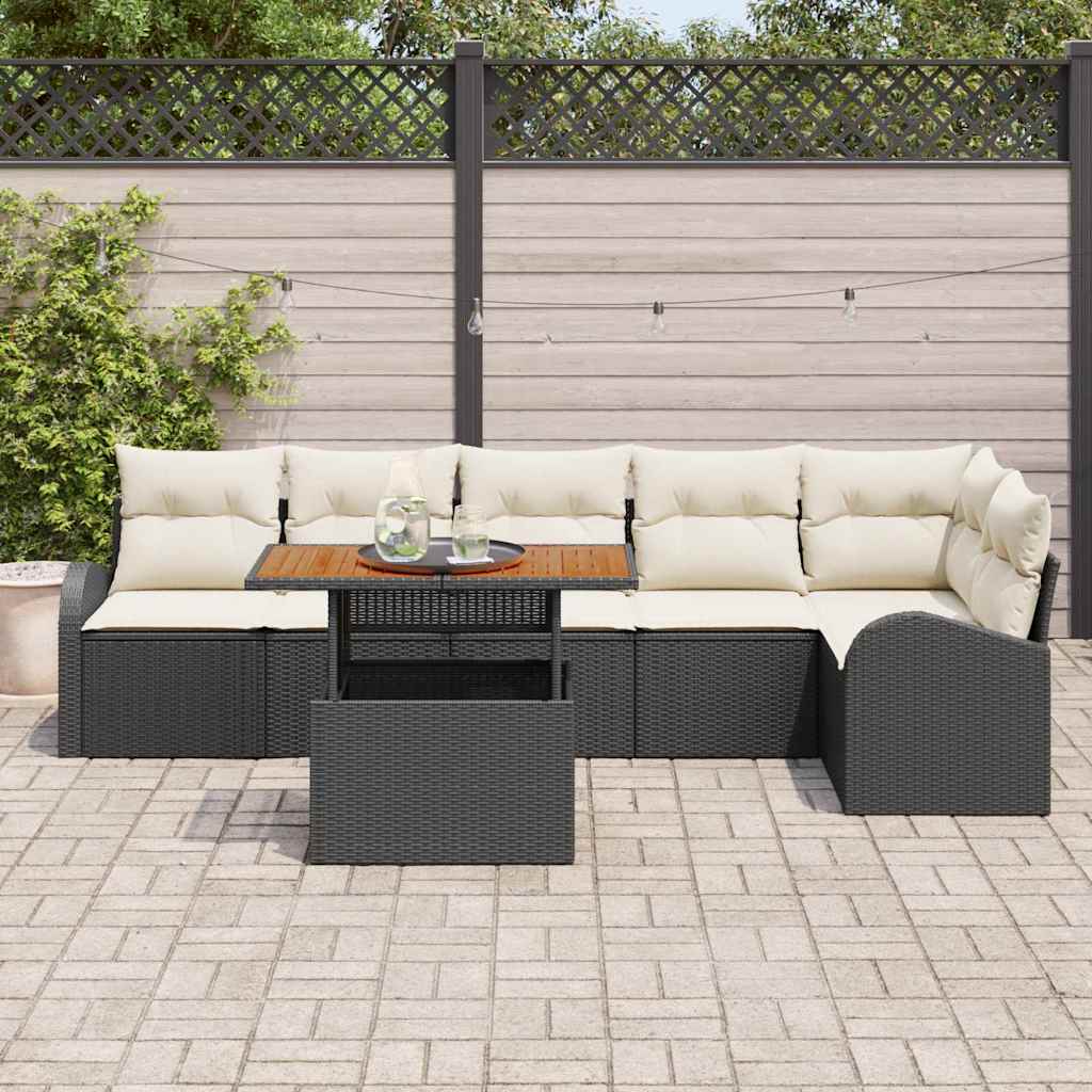 Sada Zahradních Pohovek 7 Ks Černá Poly Ratan