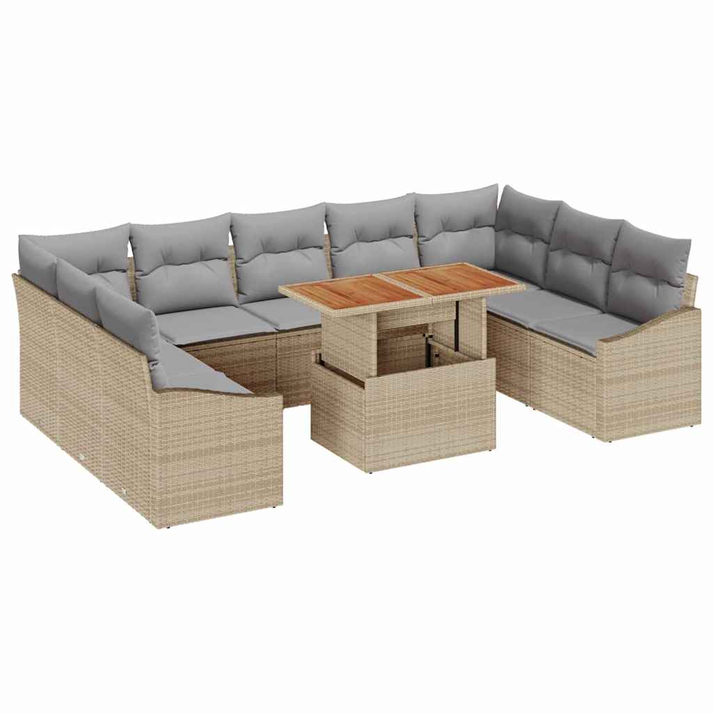 Sada Zahradních Pohovek 10 Ks Béžová Poly Ratan