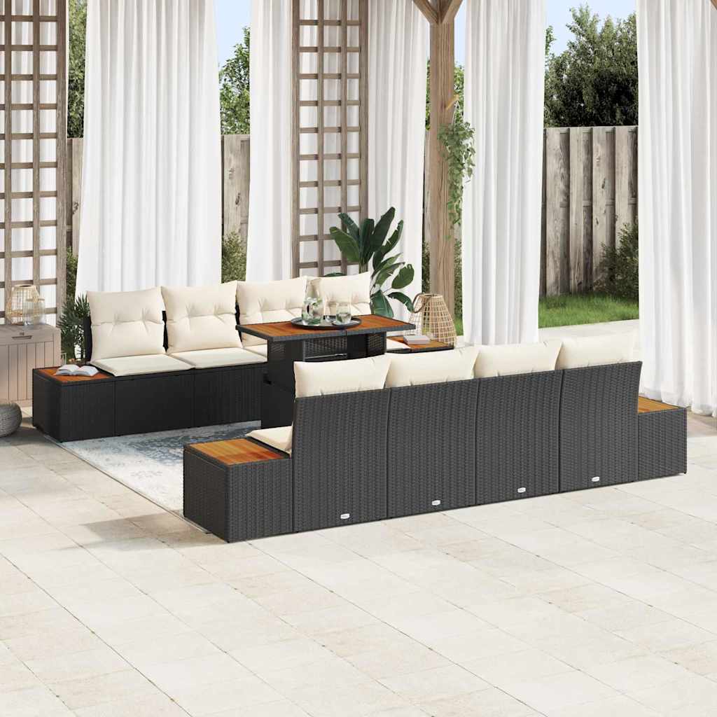 Sada Zahradních Pohovek 9 Ks Černá Poly Ratan