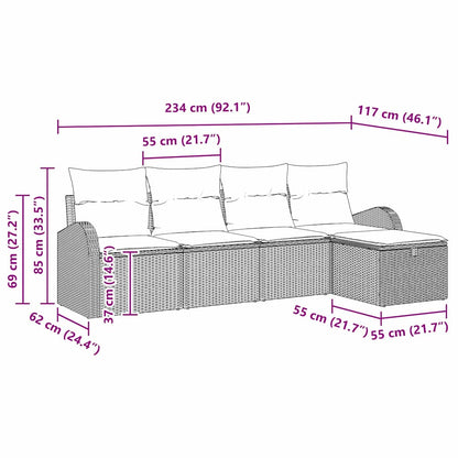 Set Pohovek S Polštářem S Úložištěm Šedá Polyratan