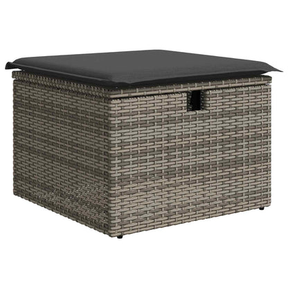 Set Pohovek S Polštářem S Úložištěm Šedá Polyratan
