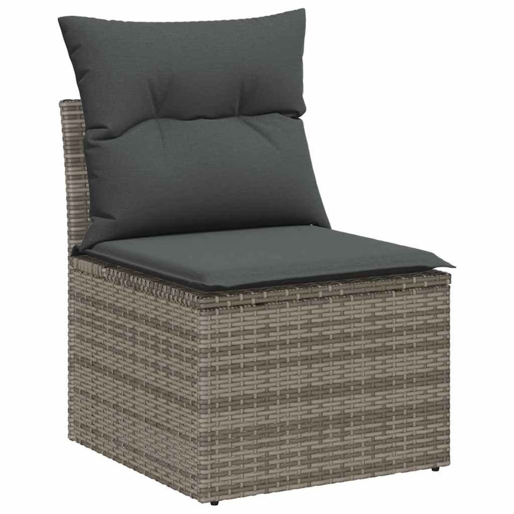 Set Pohovek S Polštářem S Úložištěm 6 Pcs Šedá Polyratan