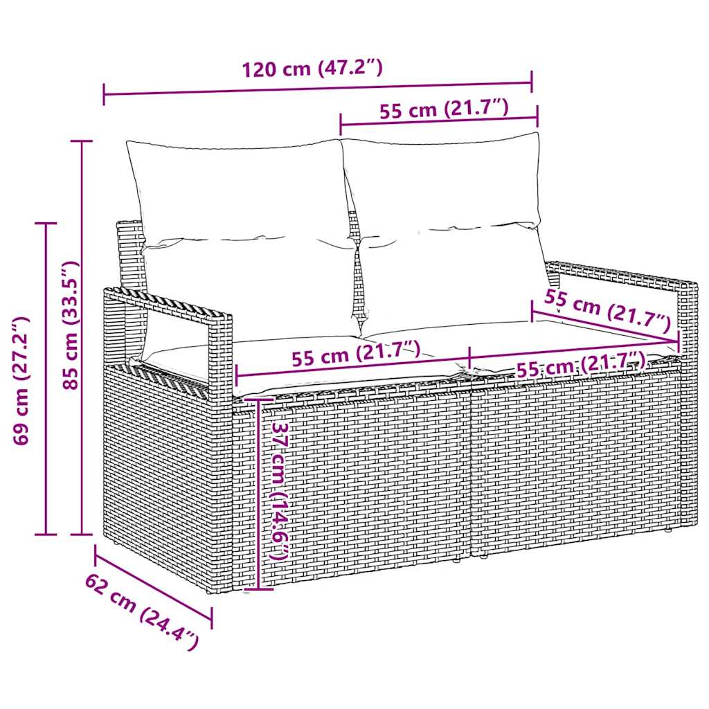 Set Pohovek S Polštářem S Úložištěm 4 Pcs Šedá Polyratan