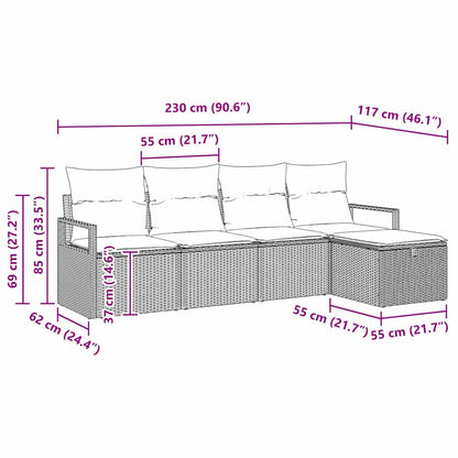 Set Pohovek S Polštářem S Úložištěm Šedá Polyratan
