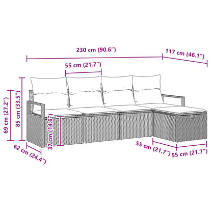 Set Pohovek 5 Ks A Červená Polyratan