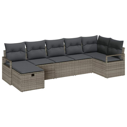 Set Pohovek S Polštářem S Úložištěm 7 Pcs Šedá Polyratan
