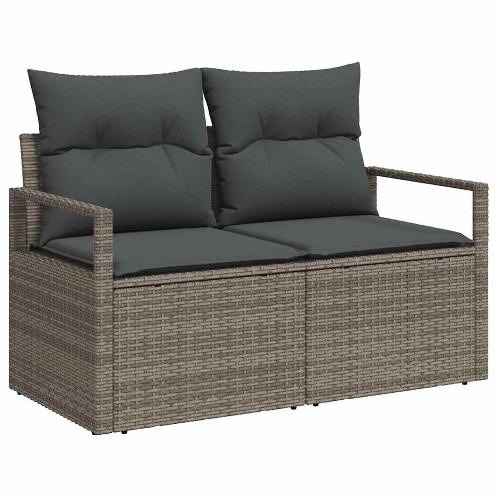 Set Pohovek S Polštářem S Úložištěm 7 Pcs Šedá Polyratan