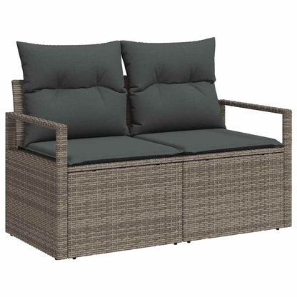 Set Pohovek S Polštářem S Úložištěm 7 Pcs Šedá Polyratan