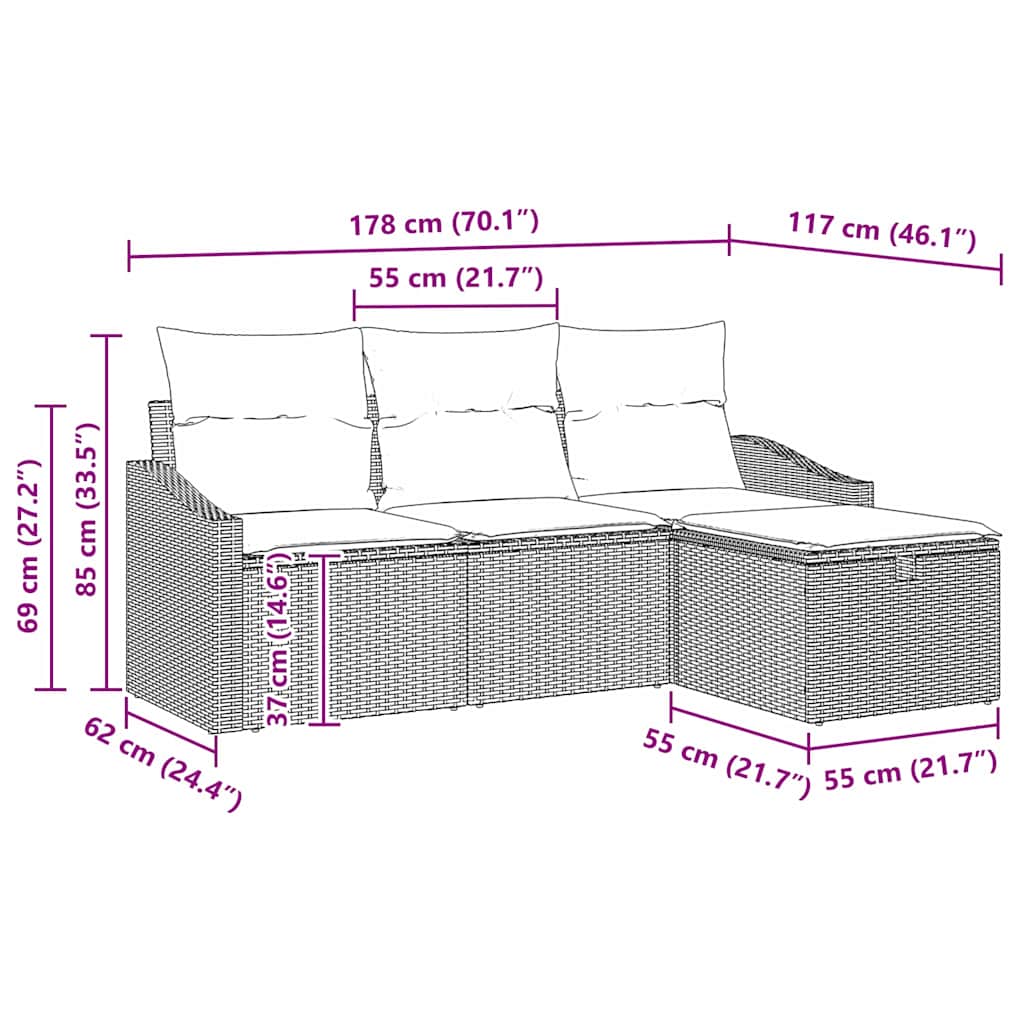 Set Pohovek 4 Ks Polyratan