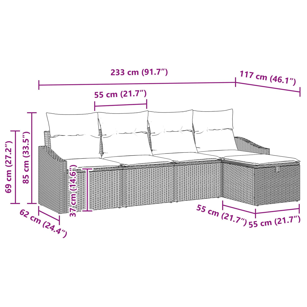Set Pohovek S Polštářem S Úložištěm Polyratan