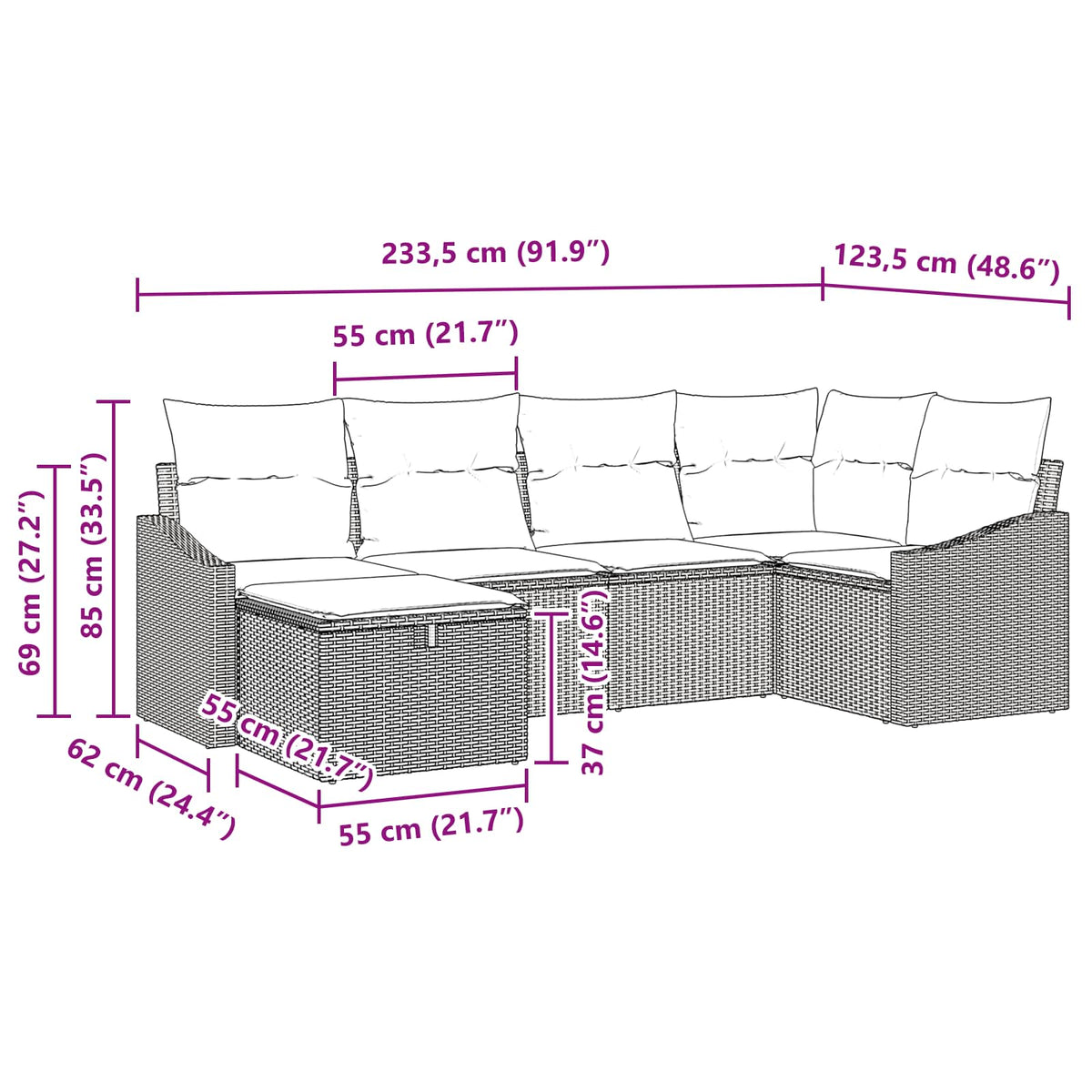 Set Pohovek 6 Ks Polyratan