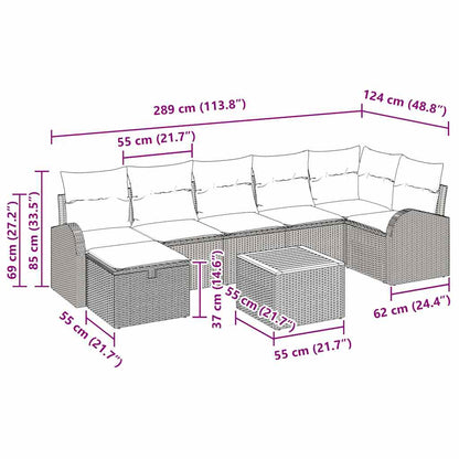 Sada Zahradních Pohovek S Polštářem 8 Pcs Šedá Polyratan