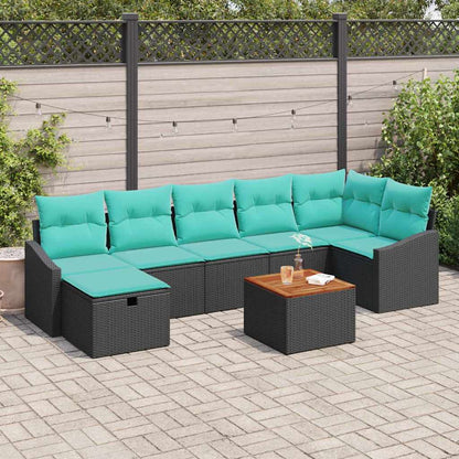 Sada Zahradních Pohovek 8 Ks Černá Polyratan