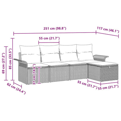 Sada Zahradních Pohovek 5 Ks Poly Ratan