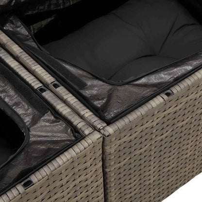 Sada Zahradních Pohovek S Polštářem 4 Pcs Šedá Poly Ratan