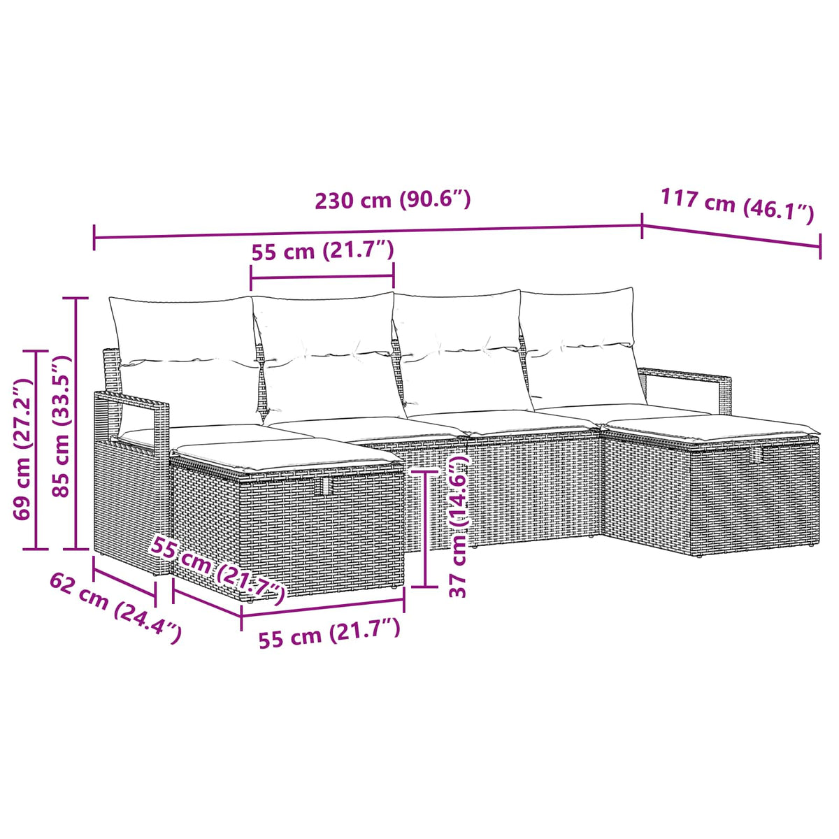 Set Pohovek 5 Ks Polyratan