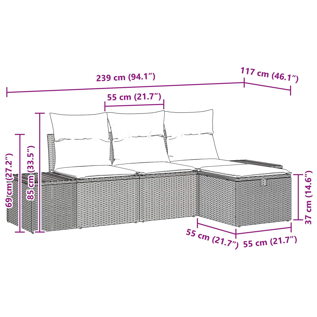 Set Pohovek 4 Ks Polyratan