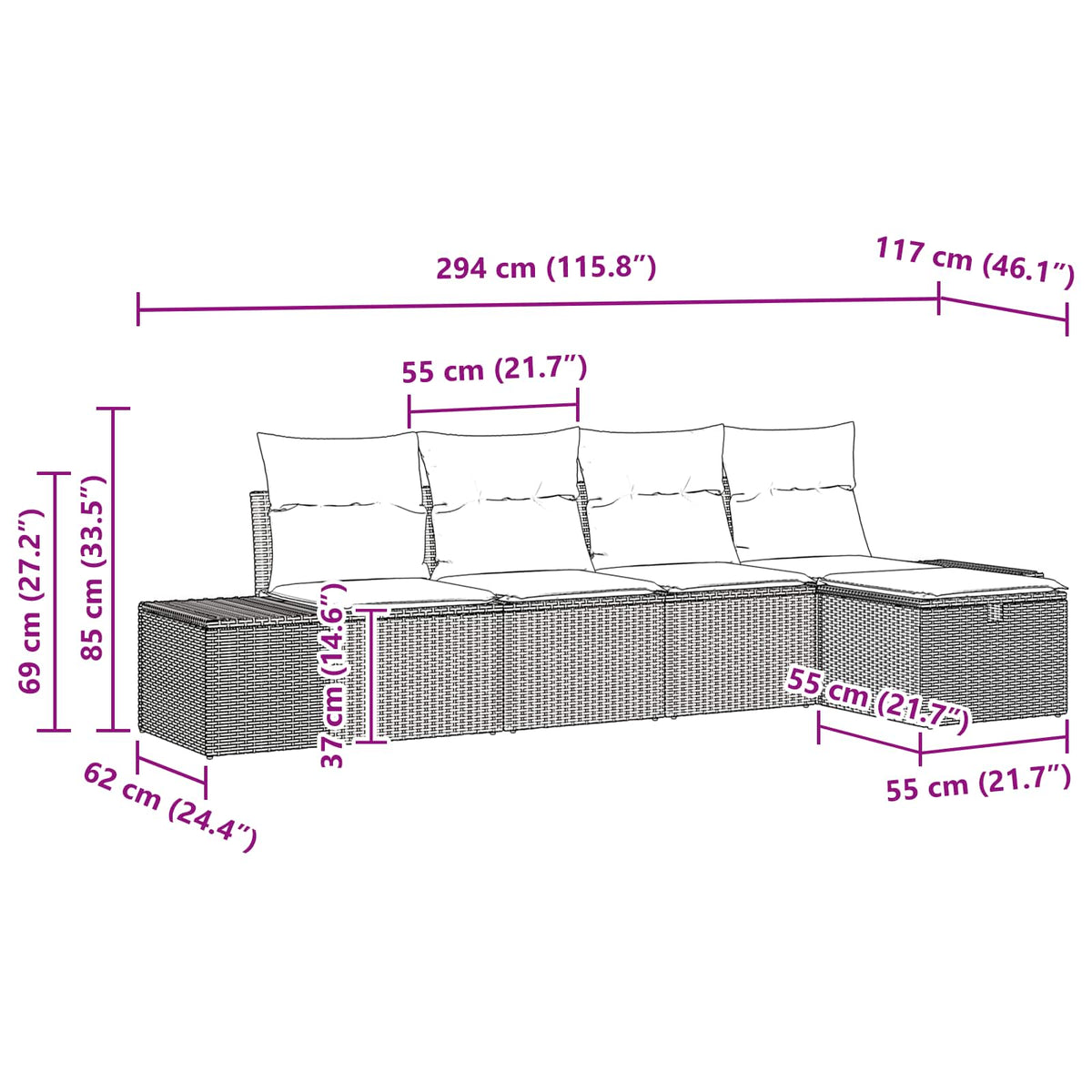 Set Pohovek 4 Ks Polyratan