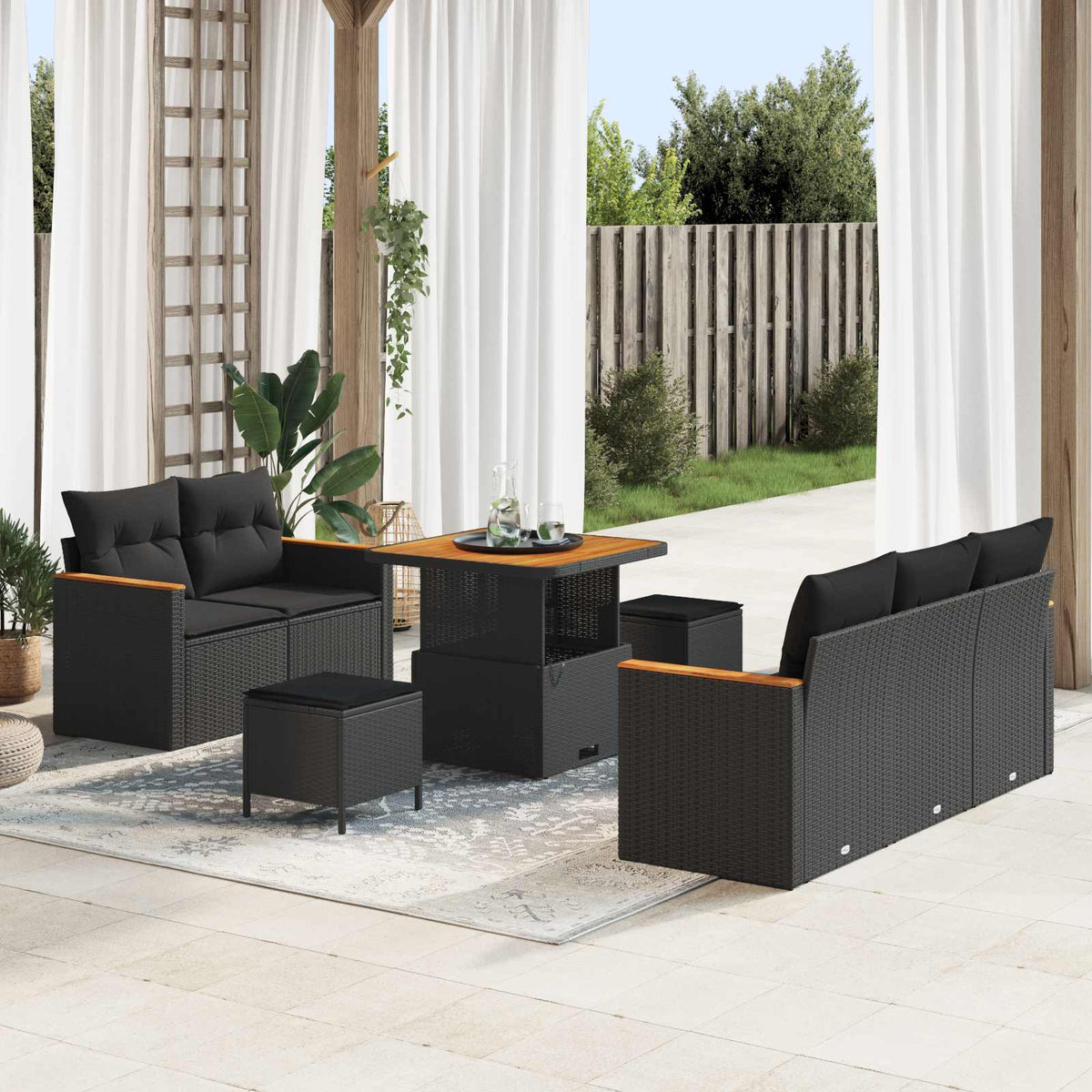 Sada Zahradních Pohovek 10 Ks 7-Počet Míst Polyratan