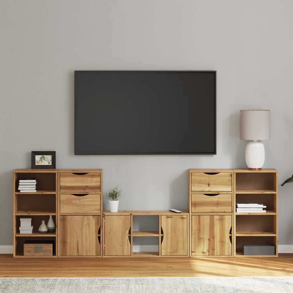 5 Kusů Tv Skříněk S Úložným Prostorem "Odda" Borovicový Masiv