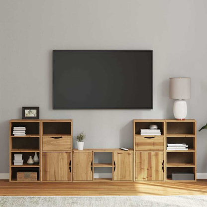5 Kusů Tv Skříněk S Úložným Prostorem "Odda" Borovicový Masiv