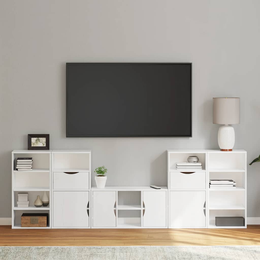 5 Kusů Tv Skříněk S Úložným Prostorem "Odda" Borovicový Masiv