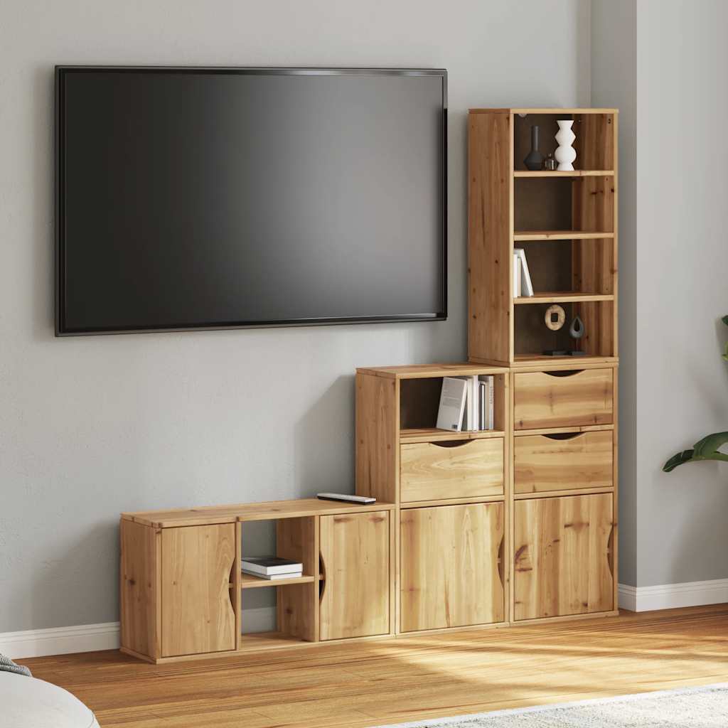 5 Kusů Tv Skříněk S Úložným Prostorem "Odda" Borovicový Masiv