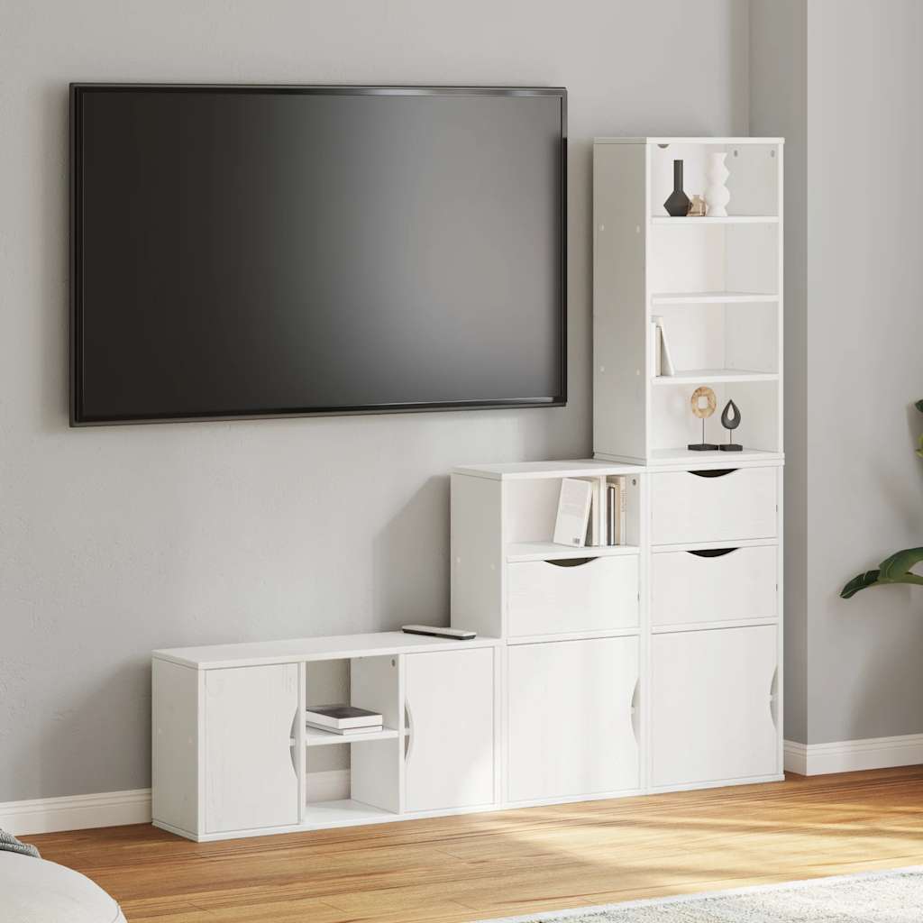 5 Kusů Tv Skříněk S Úložným Prostorem "Odda" Borovicový Masiv