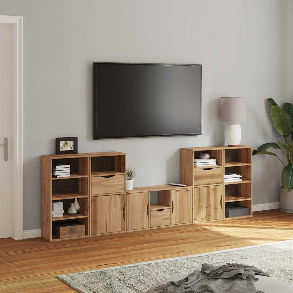 5 Kusů Tv Skříněk S Úložným Prostorem "Odda" Borovicový Masiv
