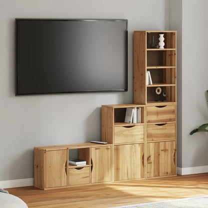 5 Kusů Tv Skříněk S Úložným Prostorem "Odda" Borovicový Masiv