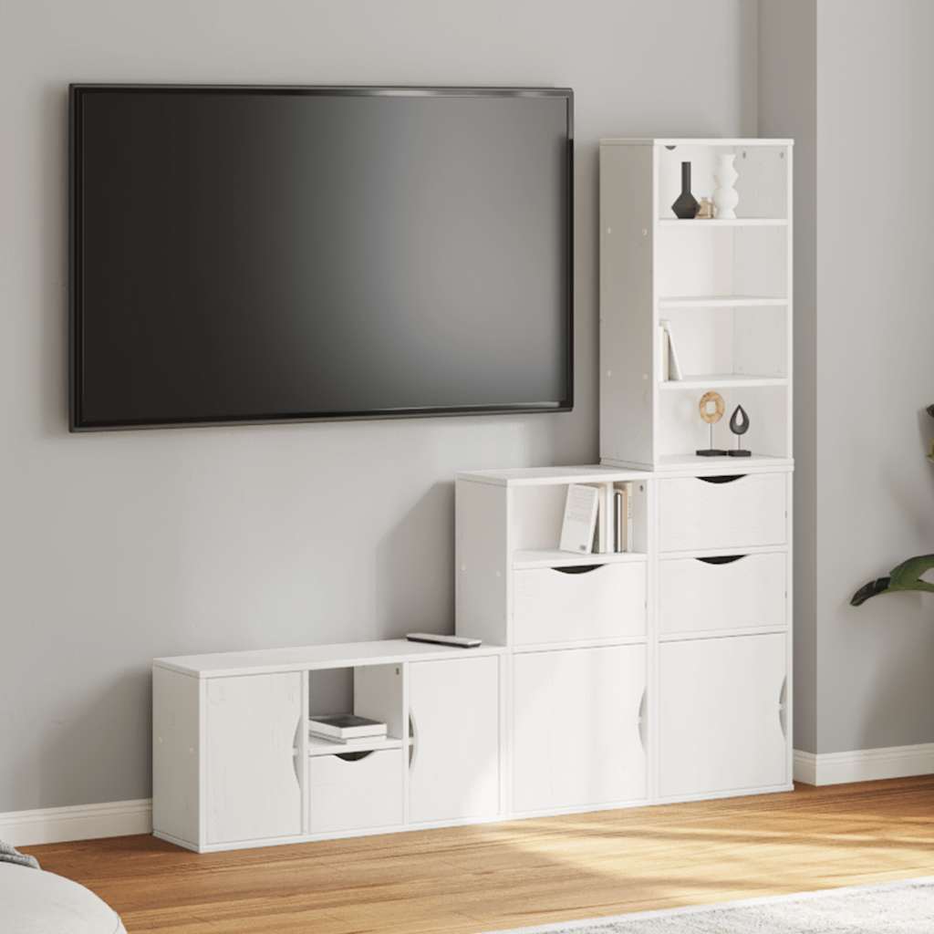 5 Kusů Tv Skříněk S Úložným Prostorem "Odda" Borovicový Masiv