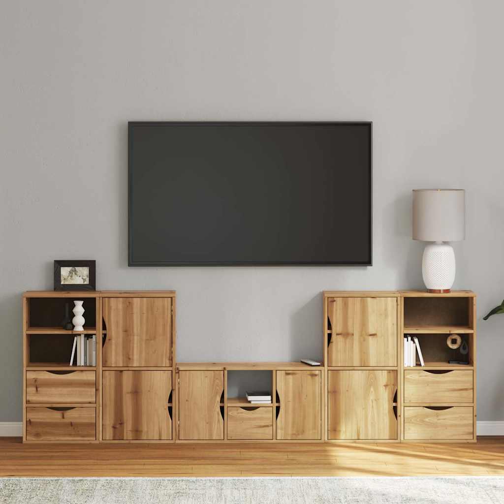 5 Kusů Tv Skříněk S Úložným Prostorem "Odda" Borovicový Masiv