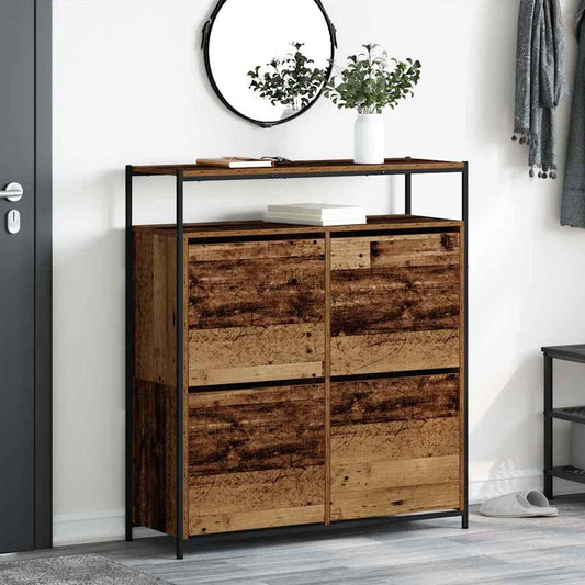 Skříň Na Obuv 100 X 34 X 112 Cm Kompozitní Dřevo Staré Dřevo