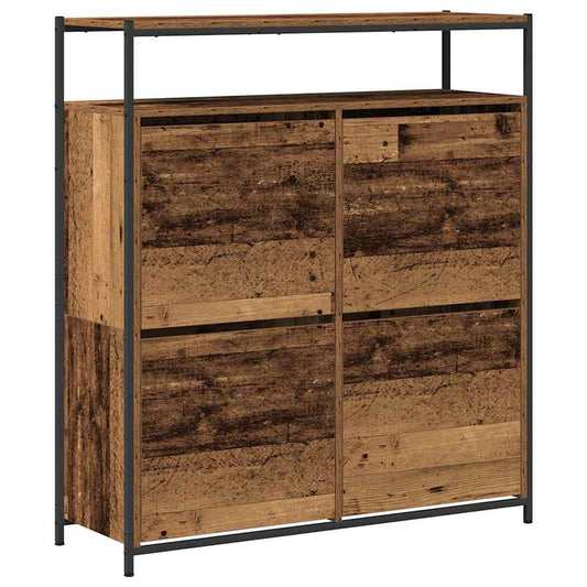 Skříň Na Obuv 100 X 34 X 112 Cm Kompozitní Dřevo Staré Dřevo