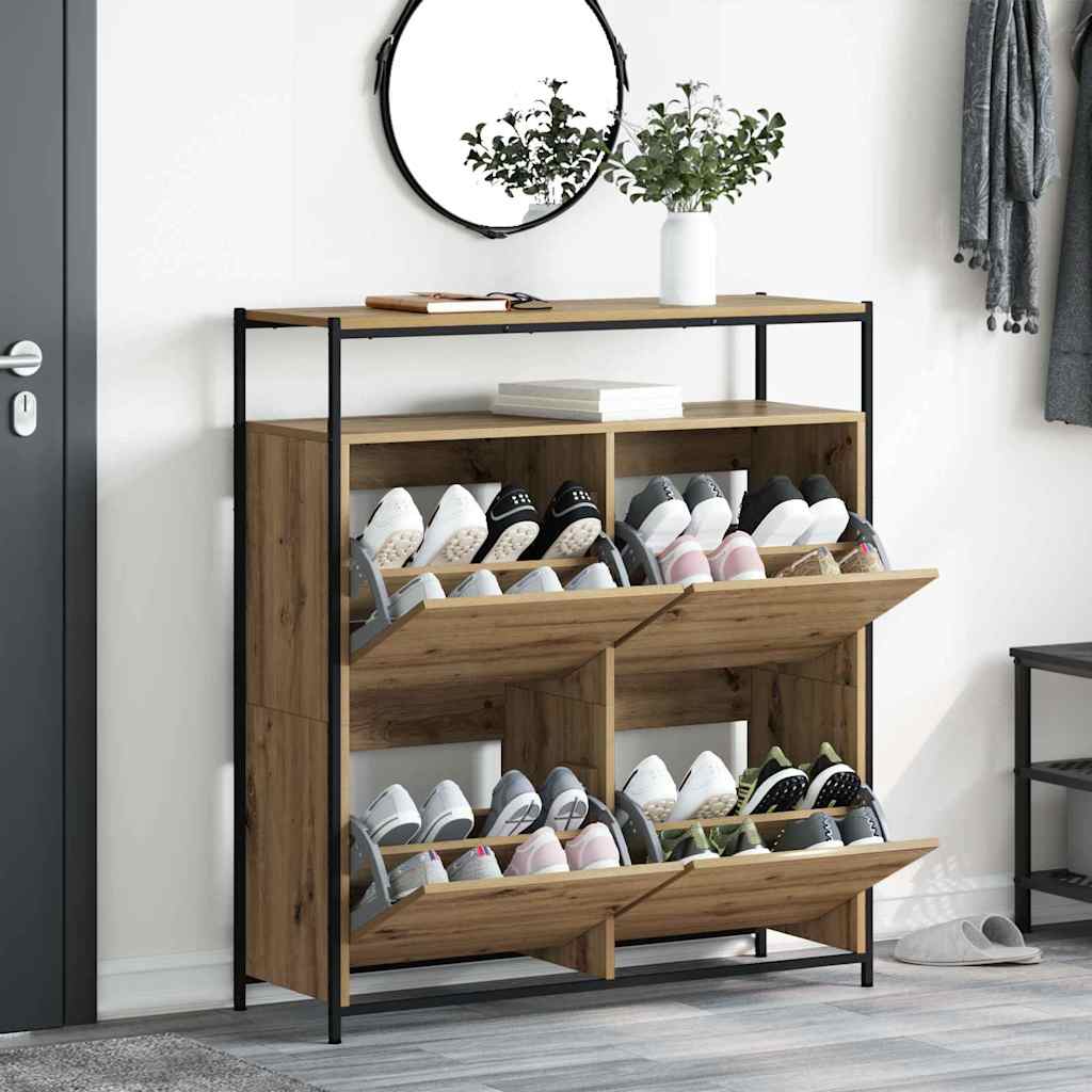 Skříň Na Obuv 100 X 34 X 112 Cm Kompozitní Dřevo Artisanový Dub
