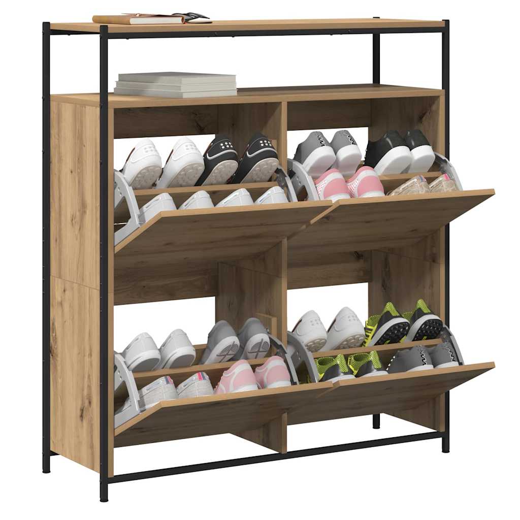 Skříň Na Obuv 100 X 34 X 112 Cm Kompozitní Dřevo Artisanový Dub