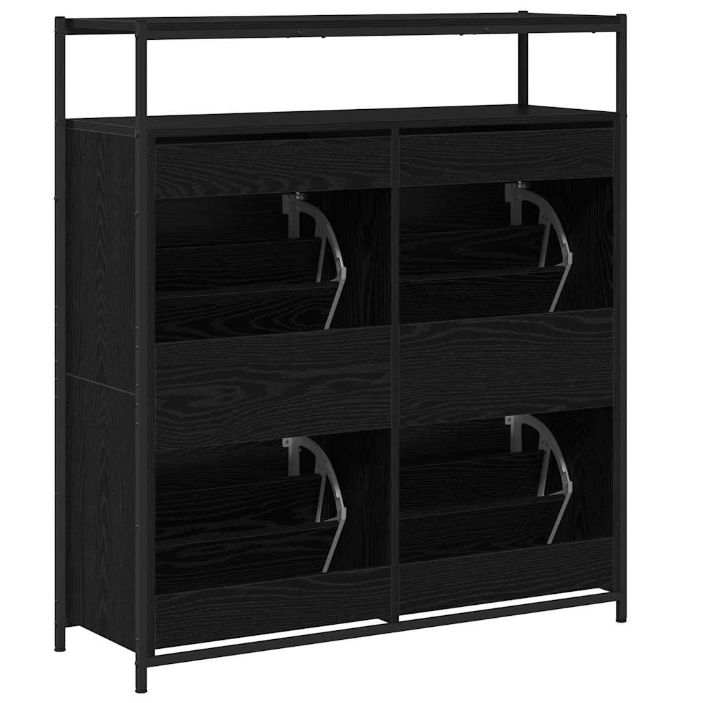 Skříň Na Obuv 100 X 34 X 112 Cm Kompozitní Dřevo Černý Dub